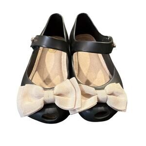 Mini Melissa Black Bow Mary Jane Flats Toddler Girls Size 8C